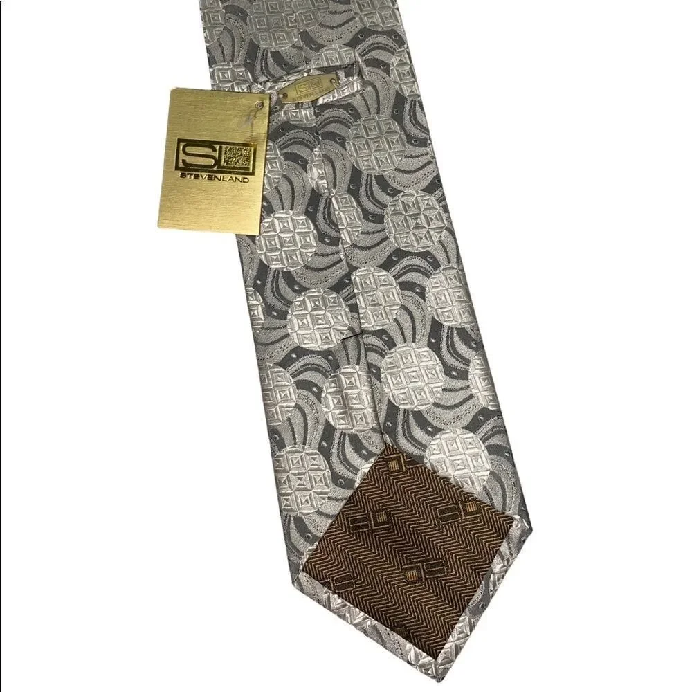 STEVENLAND Mens Geometric Silk Tie